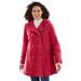 Plus Size Women's Double-Breasted Hooded Fleece Peacoat by Woman Within in Classic Red (Size 26 W)