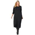 Plus Size Women's Thermal Knit Lace Bib Dress by Woman Within in Black (Size 18/20)