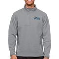 Men's Antigua Heathered Gray Mid Michigan College Course Quarter-Zip Pullover Top