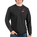 Men's Antigua Heathered Black Illinois Tech Scarlet Hawks Reward Crewneck Pullover Sweatshirt