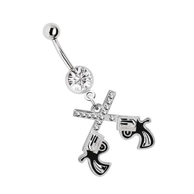Bauchnabelpiercing ADELIA´S "Piercing Piercing Bauchnabelpiercing", Damen, transparent (klar), Chirurgiestahl, modisch, Piercings, 316l Stahl Banane - klar mit Stein und Pistolen