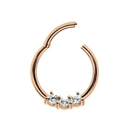 Nasenpiercing ADELIA´S "Piercing Nasenpiercing", Damen, rosa (rosegold), Chirurgiestahl, modisch, Piercings, mit drei klaren gefassten Kristallen in 2 mm