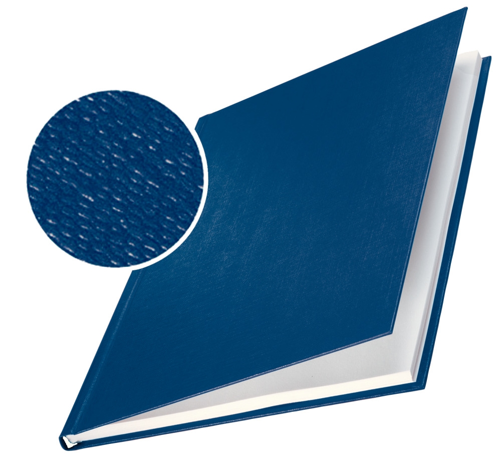 LEITZ Bindemappen impressBIND Hard Cover A4, blau, Rücken: 14,0 mm, Karton mit Überzug in Leinenoptik, Fassungsvermögen: 140 Blatt, Inhalt: 10 Stück Image