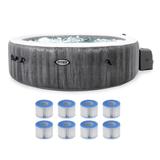 Intex PureSpa Plus Inflatable Bubble Jet Hot Tub & Replacement Filters (8 Pack) - 126