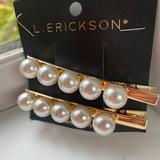 Anthropologie Accessories | Anthropologie L. Erickson Etta Pearl Hair Clips | Color: Gold | Size: Os