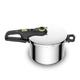 Tefal P2580703 Secure Trendy Schnellkochtopf 6 L | 2-Stufen-Garregler: Intensivstufe 117°C, Schonstufe 112°C | Induktions-Kapselboden | für alle Herdarten | kurzer Gegengriff | Edelstahl/Schwarz/Grün