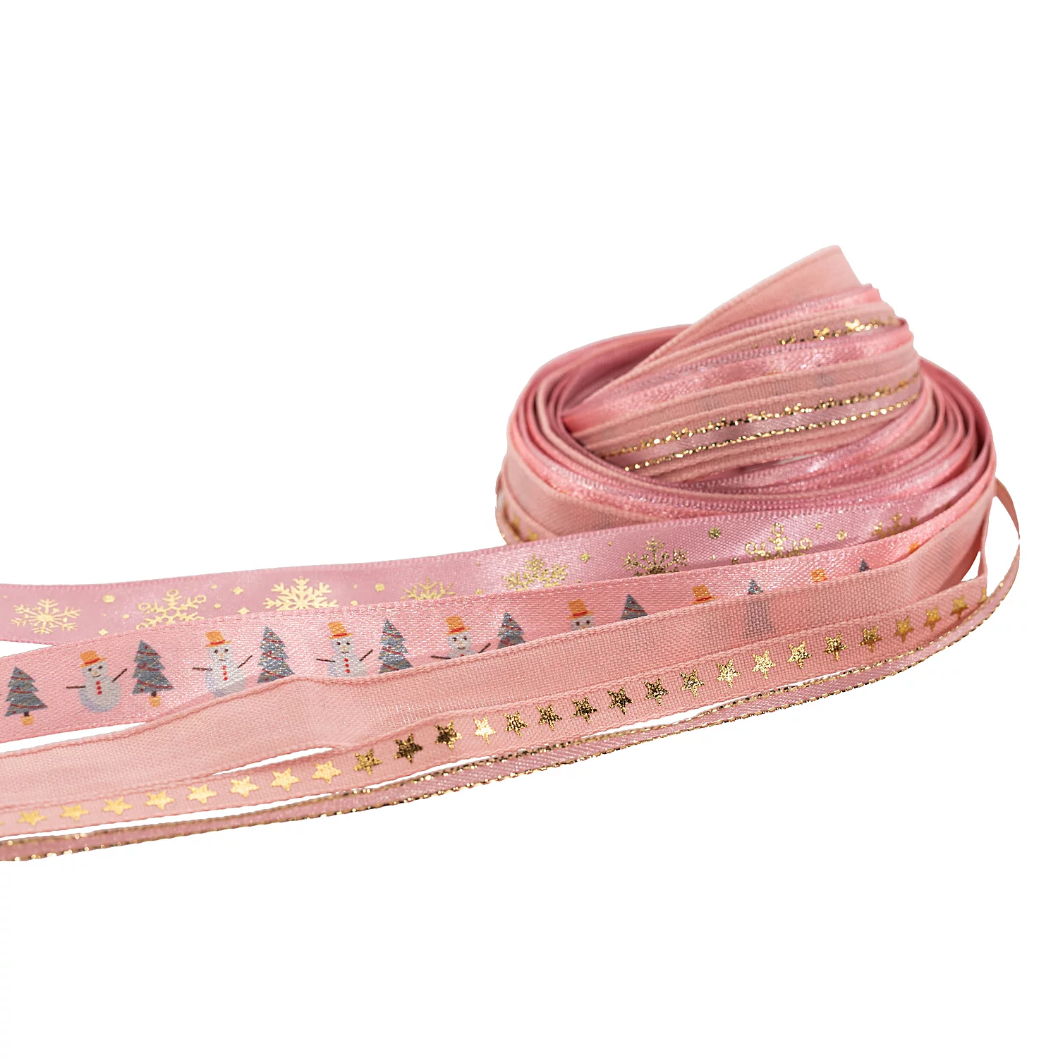 Bänderpaket Weihnachten, altrosa-gold, 3–10 mm, 5x 2 m Image