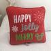 Disney Holiday | Disney Parks "Happy Jolly Merry" Christmas Holiday Throw Pillow 11" - New | Color: Gray/Red | Size: 11" X 11"