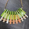 Anthropologie Jewelry | Anthropologie Green And Coral Beaded Necklace | Color: Green/Orange | Size: Os