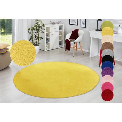Teppich HANSE HOME "Fancy" Gr. 9, gelb, H:7mm Ø:133cm, Kunstfaser, Teppiche, Kurzflor, Weich, Einfarbig, Wohnzimmer, Schlafzimmer, Esszimmer Image