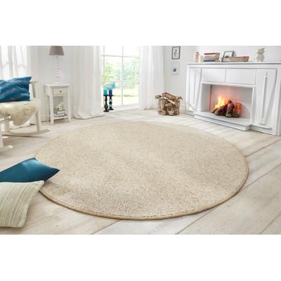 Teppich HANSE HOME "Wolly 2" Gr. 9, beige (creme), H:12mm Ø:133cm, Kunstfaser, Teppiche, Flachgewebe, Skandi, Woll-Optik, Esszimmer, Wohnzimmer, Flur Image