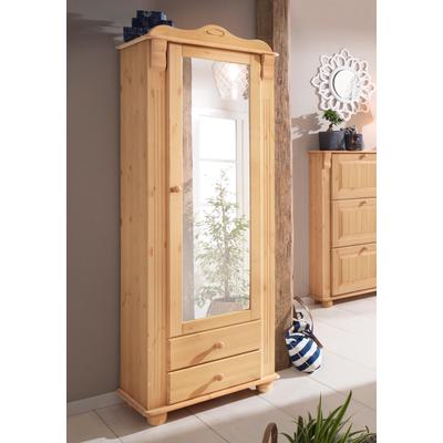 Garderobenschrank HOME AFFAIRE "Adele", beige (gelaugt, geölt), Schränke, mit Spiegel, Breite 63 cm, mit 2 Schubladen, aus massiver Kiefer, FSC Image