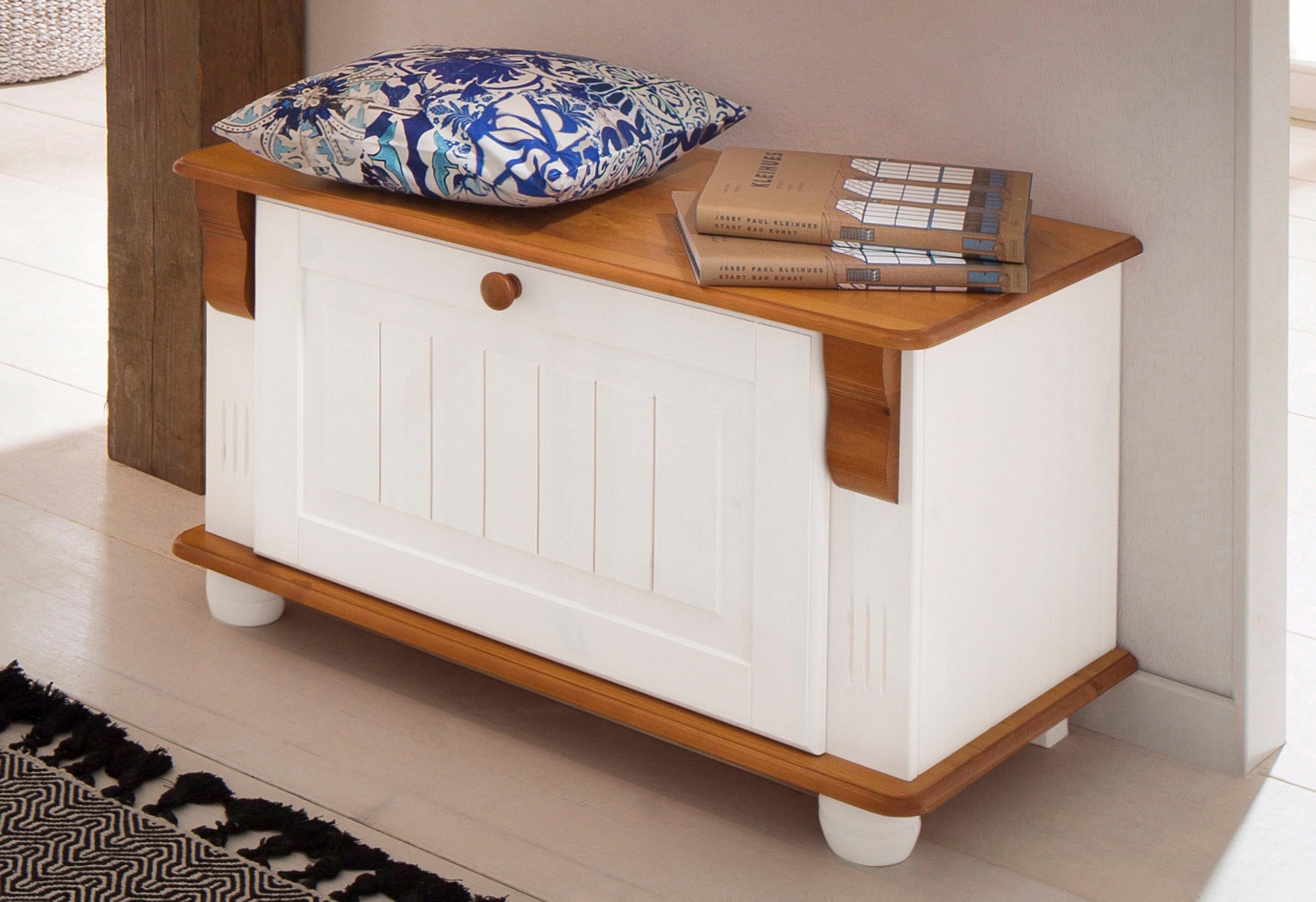 Schuhbank HOME AFFAIRE "Adele", weiß, B:80cm H:45cm T:40cm, Massivholz, Sitzbänke, Schuhbank, Breite 80 cm, Sitzhöhe 45 cm, aus massiver Kiefer, FSC