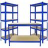 Monster-shop - Monster Racking 2 x Rayonnage T-Rax 90 x 30 x 180 cm Bleu & Etabli de Travail Q-Rax