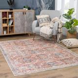 Urpi 5'3" x 7'3" Rose Cream/Dark Blue/Brown/Peach/Pink/Mustard/Aqua/Dark Blue/Brown/Off White/Charcoal/Peach/Pink/Mustard/Aqua/Rose Cream/Dark Blue/Brown/Off White/Charcoal Washable Area Rug - Hauteloom