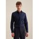 Businesshemd SEIDENSTICKER "Schwarze Rose", Herren, Gr. L (42), normale Ärmellängen, blau (dunkelblau), 100% Baumwolle, unifarben, slim fit, Langarm 2-Knopf-Manschette, Hemden, Slim Kentkragen Uni