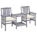 August Grove® Outdoor Table & Chairs Conversation Set Solid Acacia Wood in Brown/Gray/White | 62.6 W x 19.3 D in | Wayfair