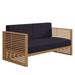 Joss & Main Rayana Teak Wood Outdoor Patio Loveseat Wood/Natural Hardwoods in Black | 26.5 H x 62 W x 33 D in | Wayfair