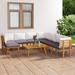 Millwood Pines 9 Piece Patio Lounge Set w/ Cushions Solid Acacia Wood Wood/Natural Hardwoods in Brown/White | 25.6 H x 25.6 W x 25.6 D in | Wayfair