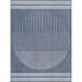 White 84 x 63 x 0.01 in Area Rug - Gracie Oaks Marah Abstract Machine Woven Indoor/Outdoor Area Rug in Blue/Ivory | Wayfair