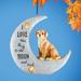 Arlmont & Co. Ketta Hand-Painted Pet on Moon Wind Chime Resin/Plastic | 19.63 H x 2.87 W x 10.25 D in | Wayfair 7187B93C16AF41DBB8234CB356BB7C75