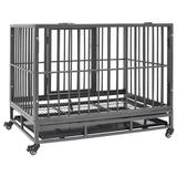 Tucker Murphy Pet™ Dog Cage Dog Crate w/ Removable Tray Lockable Wheels Dog Kennel Steel in Black/Gray | 29.9 H x 36.2 W x 24.4 D in | Wayfair