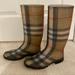 Burberry Shoes | Burberry Rubber Plaid Print Rainboots | Color: Black/Tan | Size: 8