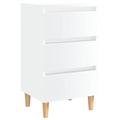 Susany Bed Cabinet Bedside Cabinet Nightstand Bedside Tables Bed Side Table 3 Drawer Bedside Cabinet with Solid Wood Legs High Gloss White 40x35x69 cm