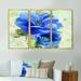 Design Art Blue Anemone Flower - Farmhouse Framed Canvas Wall Art Set Of 3 Canvas, Wood in Blue/Green | 32 H x 48 W in | Wayfair FL30640-3PXL-GD