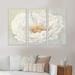 Design Art White Serene Peony - Traditional Framed Canvas Wall Art Set Of 3 Canvas, Wood in White/Yellow | 32 H x 48 W x 1 D in | Wayfair