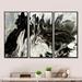 Design Art White, Grey & White Hand Painted Marble Acrylic IX - Modern Framed Canvas Wall Art Set Of 3 Canvas in Black/White | Wayfair