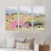 Loon Peak® Pink Mountain Tree In Autum Landscape - Traditional Framed Canvas Wall Art Set Of 3 Canvas, Wood in White | 28 H x 36 W x 1 D in | Wayfair