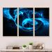 Orren Ellis Fractal 3D Circled Blue Waves - Abstract Framed Canvas Wall Art Set of 3 Canvas, Wood in White | 20 H x 36 W x 1 D in | Wayfair