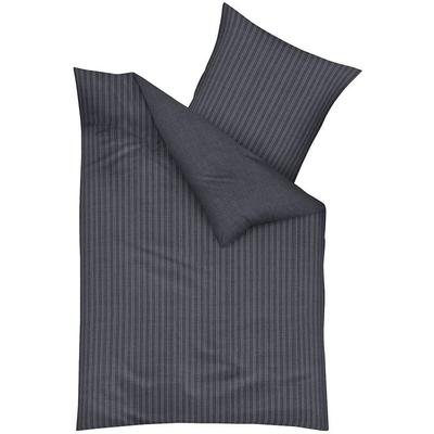 Wendebettwäsche KAEPPEL "Eternity Combo Bettwäsche, Satin mit seidigem Glanz, Streifen-Design", grau (anthrazit), B/L: 135cm x 200cm, , Feinbiber, B/L: 80cm x 80cm, Feinbiber, Obermaterial: 100% Baumwolle, Bettwäsche Image