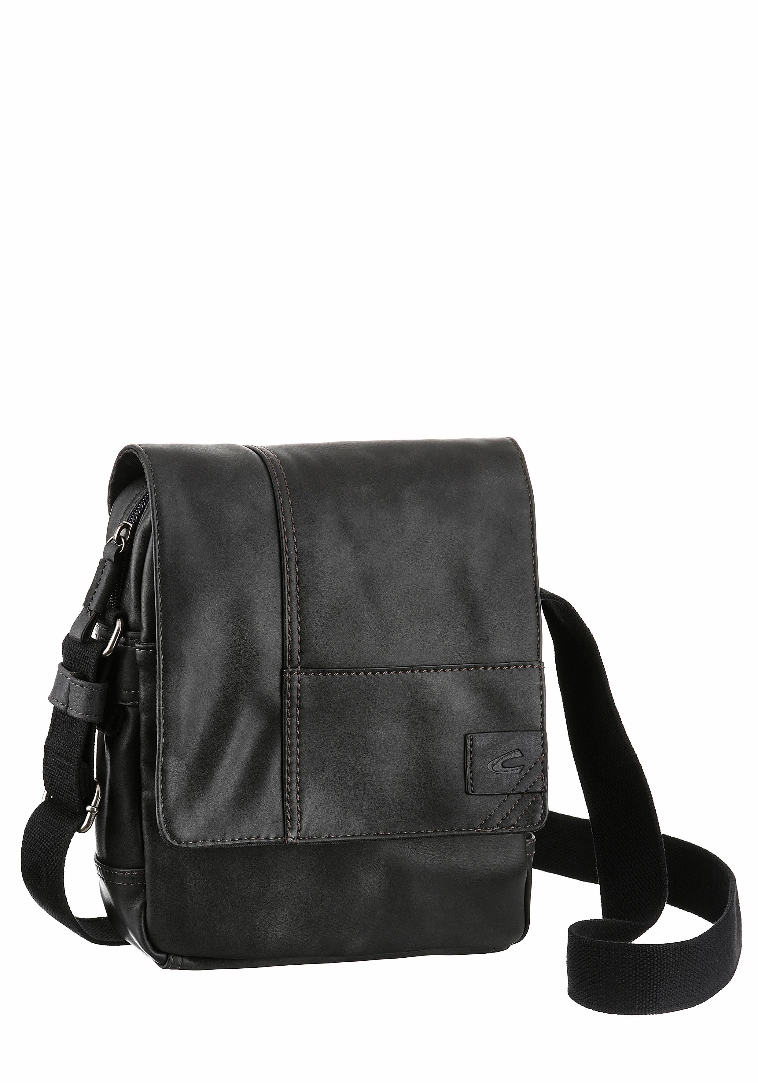 Umhängetasche CAMEL ACTIVE "Laos", Damen, Gr. B/H/T: 21cm x 27cm x 7cm, schwarz, Polyurethan, Polyurethan (PU), Retro, beschichtet, kontrastfarbene Details, leichte Abriebeffekte, Taschen, praktisch funktionaler Alltagsbegleiter mit vielen... Image