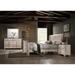 Roundhill Furniture Imerland Contemporary White Wash Finish Bedroom Set with Sleigh Bed, Dresser, Mirror, Nightstand