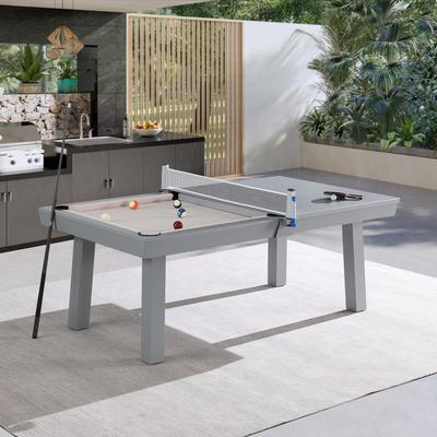 Laguna Indoor/Outdoor 7ft Slate Pool Table with Dining Top & Accessories, Cement Finish