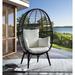 Resin Wicker Patio Lounge Chair with Cushion in Light Gray and Black