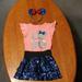 Disney Matching Sets | Disney Size 4/5 Sequined Toddler Outfit. Skirt, Shirt And Headband. Adorbs!! | Color: Blue/Red | Size: 4tg