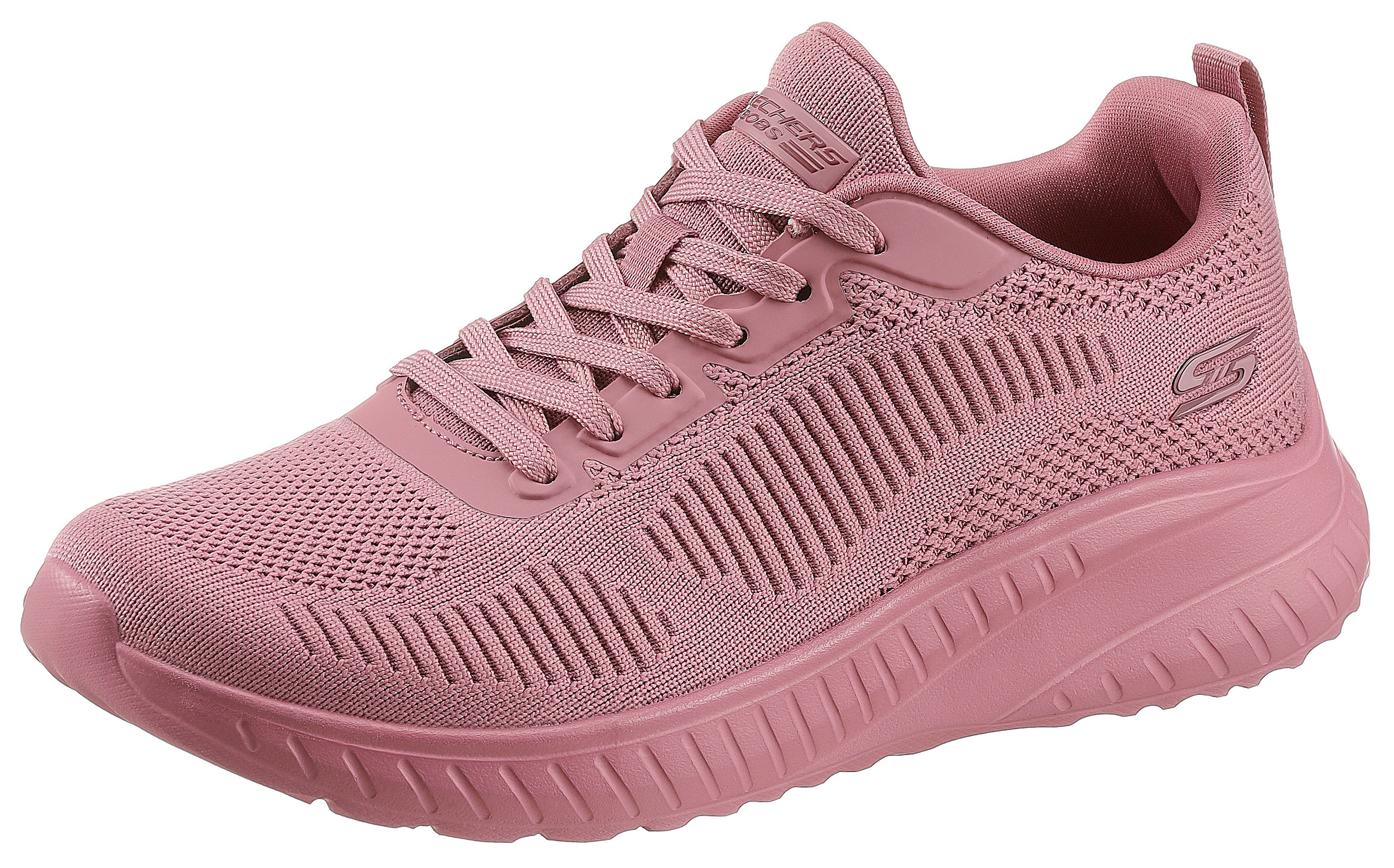 Sneaker SKECHERS "BOBS SQUAD CHAOS FACE OFF", Damen, Gr. 37, himbeere, Textil, Schuhe Sneaker, Freizeitschuh, Halbschuh, Schnürschuh mit Komfort-Innensohle