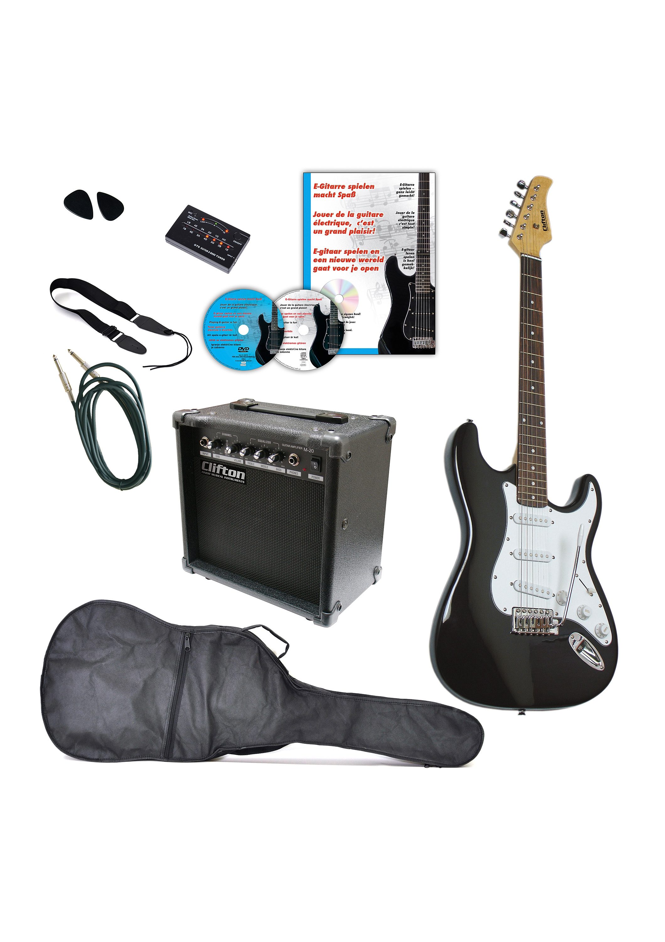 E-Gitarre CLIFTON "Clifton E-Gitarren", schwarz, Saiteninstrumente, Rechtshänder, Komplettset, L:100cm Image