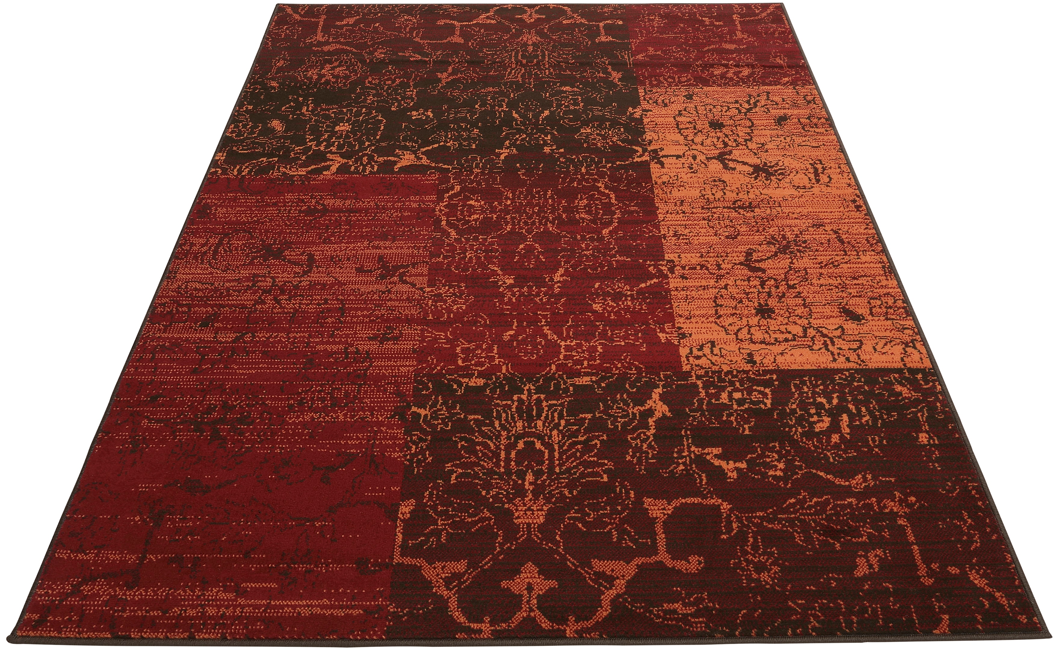 Teppich MY HOME "Bennet" Gr. 6, orange (terra), B:190cm H:7mm L:280cm, Kunstfaser, Teppiche, Teppich, Vintage Design, flach, Kurzflor, weich, pflegeleicht, elegant