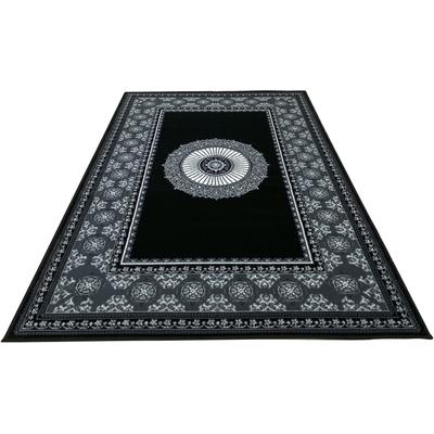Teppich MY HOME "Shari, Made in Belgium" Gr. 3, grau, B:120cm H:7mm L:170cm, Kunstfaser, Teppiche, Orient-Optik, mit Bordüre, Teppich, Kurzflor, Weich, Pflegeleicht Image