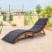 Outdoor Patio Wood Portable Extended Chaise Lounge Set with Foldable Tea Table for Balcony, Poolside, Garden