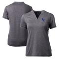 Women's Cutter & Buck Heather Charcoal Kansas City Royals DryTec Forge Stretch V-Neck Blade Top