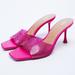 Zara Shoes | Nwt Zara Pink Sparkly Vinyl Rhinestone Heels Size 6.5 | Color: Pink | Size: 6.5