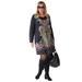 Plus Size Women's Scarf Print Layered Look Knit Dress by Soft Focus in Black Paisley Border Print (Size M)