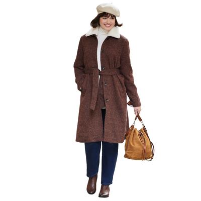 Plus Size Women's Wool Coat by Soft Focus in Chocolate Soft Camel (Size 14 W)