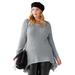 Plus Size Women's Shark Bite Pullover Tunic Sweater by Soft Focus in Gunmetal (Size 1X)