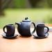 Novica Pour The Tea In Ceramic Tea Set (Set For 2) Porcelain China/Ceramic in Black | 6.25 H x 7.75 W x 6.25 D in | Wayfair 406223